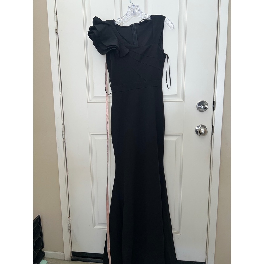 Lulus Black One Shoulder Ruffle Mermaid Maxi Formal Evening Gown Dress